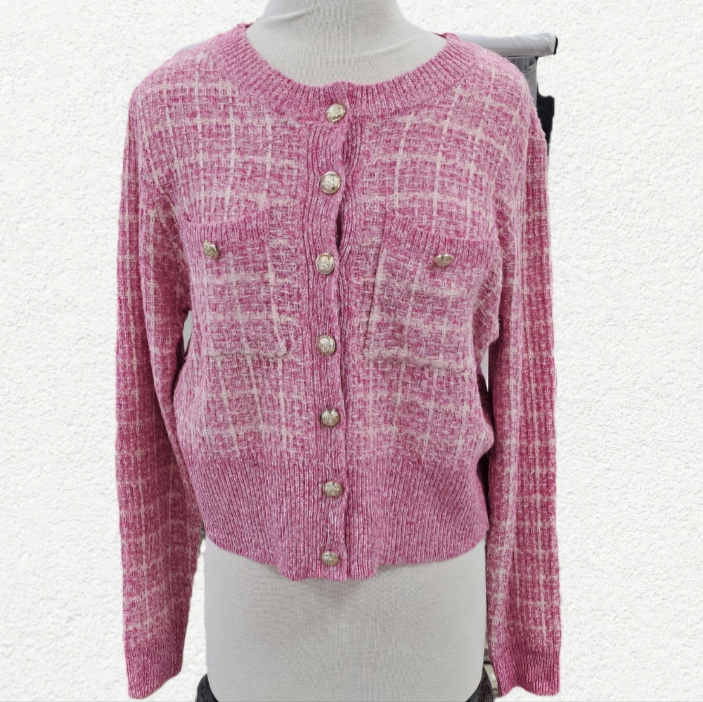Chic Pink Cardigan Sweater for Women
